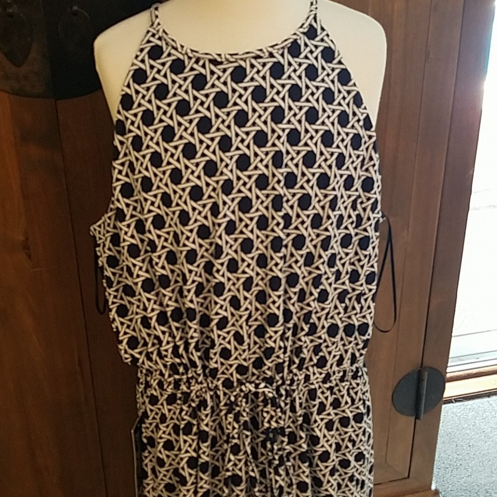 NWT Express Goddess Column Dress XL Navy/White